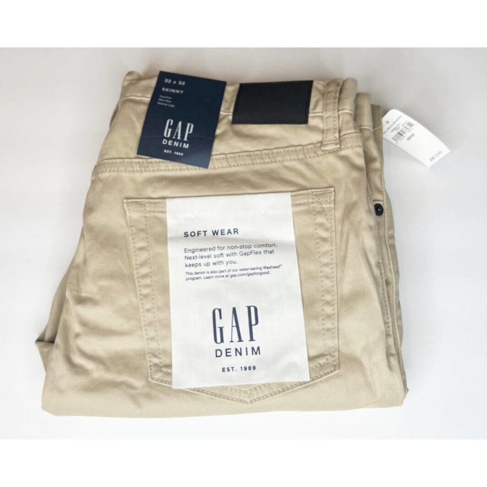 Gap Jeans Mens Soft Wear Max GapFlex Mid Rise Skinny Casual Pants 32x32 Khaki